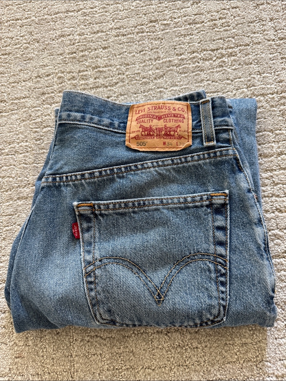 Levi’s 505 Regular Fit Jeans W34 L32 100% Cotton Medium Wash